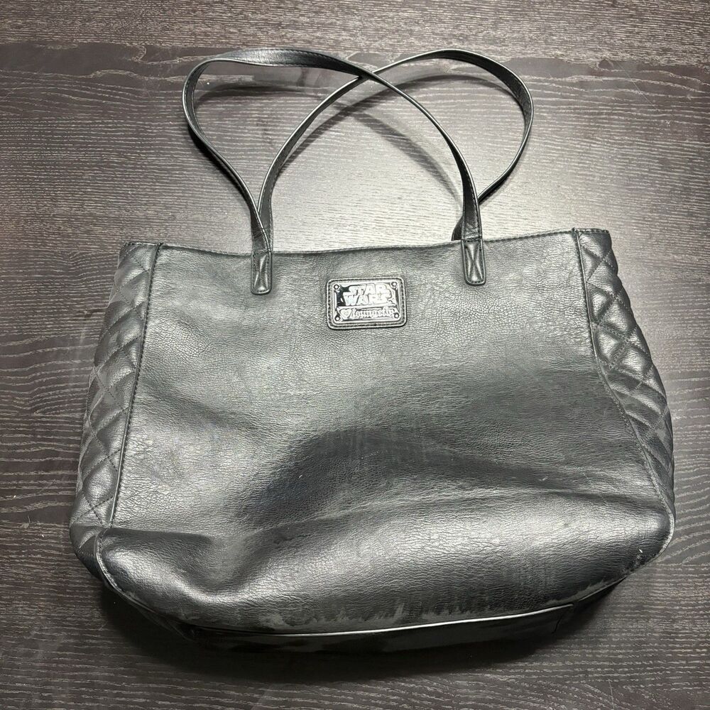 Loungefly Disney Star Wars A New Hope Tote Bag Faux Leather Black Quilted RARE - Picture 5 of 14